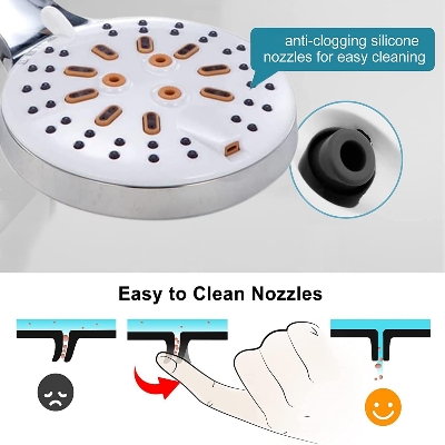 Picture of High Pressure Handheld Shower Head -setting，Hand Held Showerhead Set with 48 inch Stainless Steel Hose