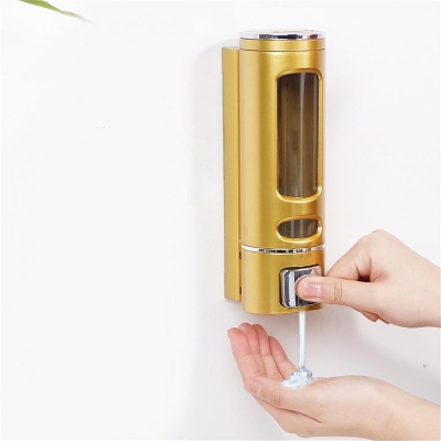 Picture of Wall Mount Soap Dispenser for Bathroom Kitchen Hand Sanitizer Dispenser Disinfectant Shower Gel Lotion Shampoo Soap Dispenser Gold 400ml