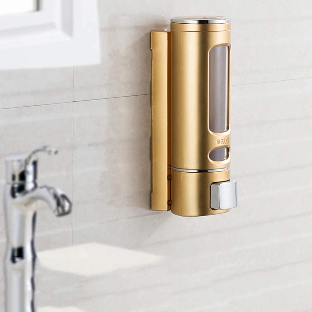 Picture of Wall Mount Soap Dispenser for Bathroom Kitchen Hand Sanitizer Dispenser Disinfectant Shower Gel Lotion Shampoo Soap Dispenser Gold 400ml