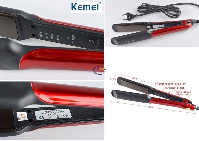Picture of Kemei KM-531 Professional Hair Straightener - Black and Red