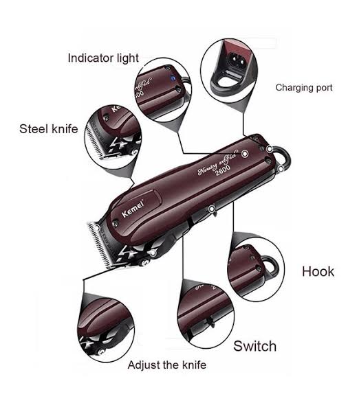 Picture of Kemei KM-2600 Professional AC/DC Cordless Electric Hair Clipper,used with cord or without cord.