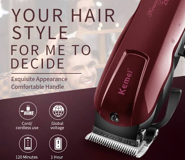 Picture of Kemei KM-2600 Professional AC/DC Cordless Electric Hair Clipper,used with cord or without cord.