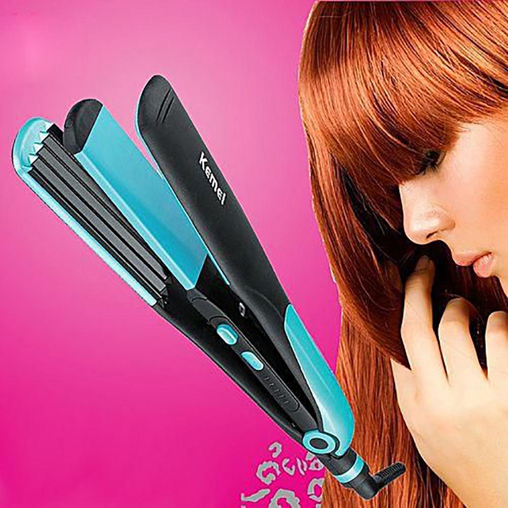 Picture of Kemei KM 2209 Hair Straightener Professional 2 in 1 Ionic Straightening Iron & Curler Styling Tool Curling Irons Hair
