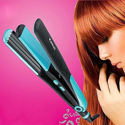 Picture of Kemei KM-2209 Hair Straightener Professional 2 in 1 Ionic Straightening Iron & Curler Styling Tool Curling Irons Hair
