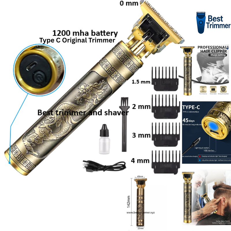 Picture of Vintage T9 Recharge Professional Hair Trimmer metal body with type C fast charging port