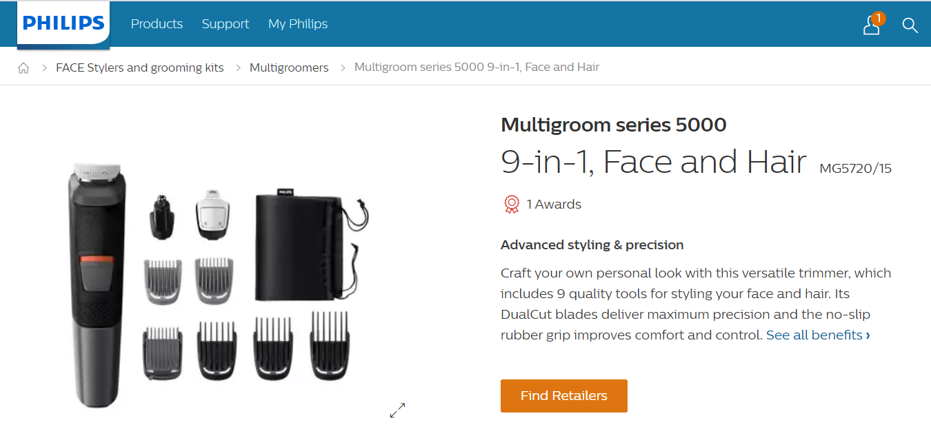 Picture of Philips MG5720/15 Multigroom Series 5000 Trimmer For Men