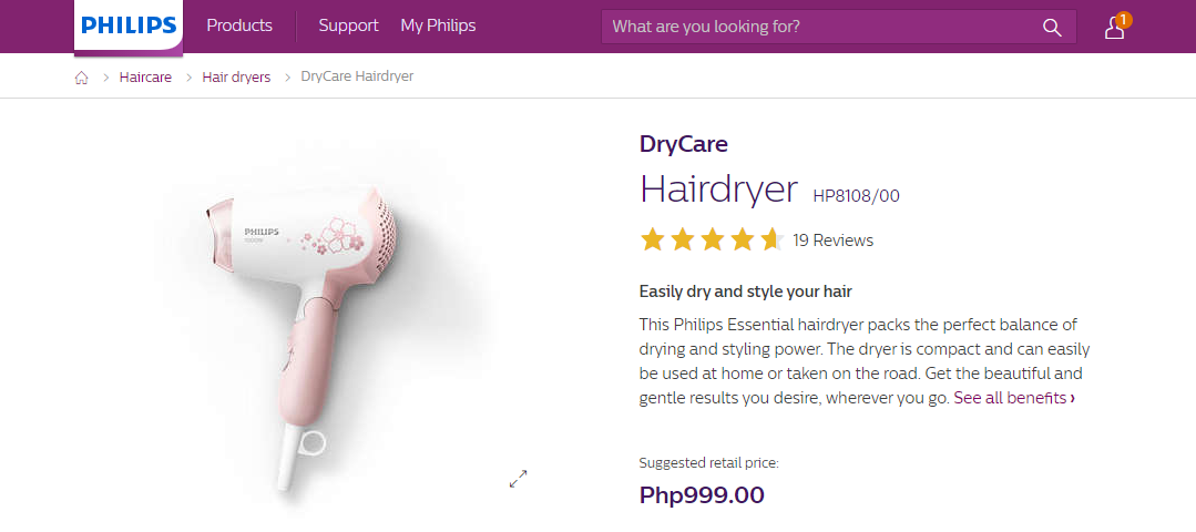 Picture of Philips HP8108/00 DryCare Hair Dryer for Women