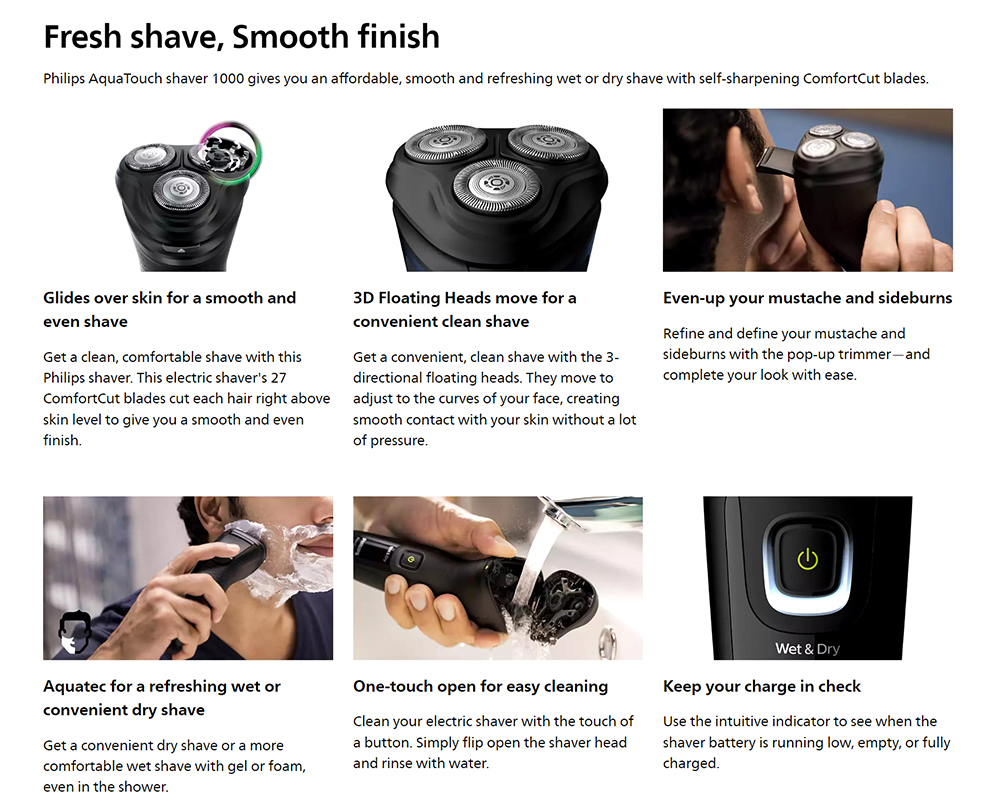 Picture of Philips S1223/45 Wet or Dry Electric Shaver Series 1000 for Men