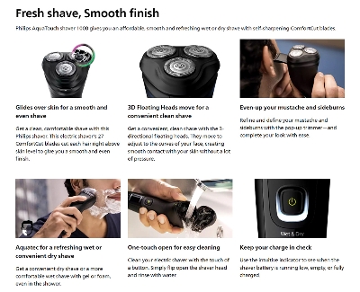 Picture of Philips S1223/45 Wet or Dry Electric Shaver Series 1000 for Men