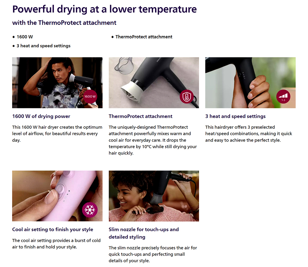 Picture of Philips BHD302/10 Essential DryCare Hair Dryer 3000 Series for Women