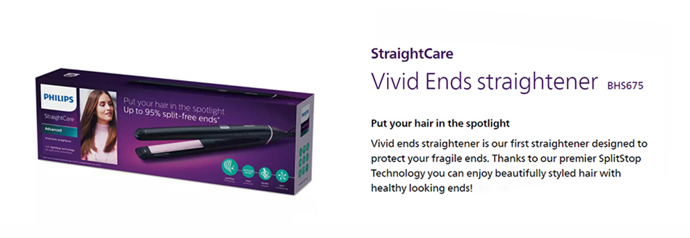 Picture of Philips BHS675/00 StraightCare Vivid Ends Straightener for Women
