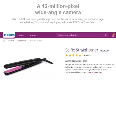 Picture of Philips HP8302/00 Compact & Portable Selfie Hair Straightener