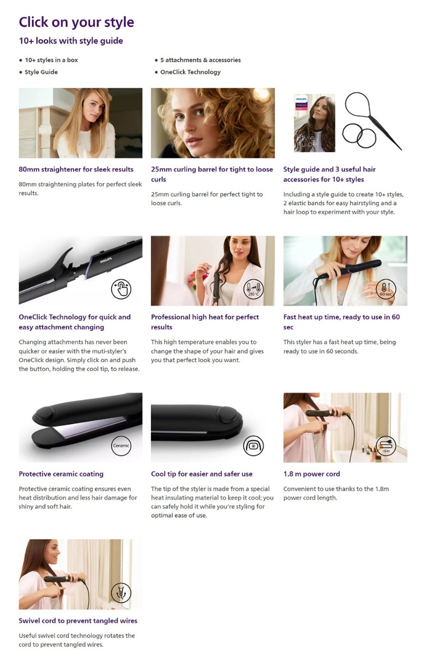 Picture of Philips BHH811/03 StyleCare Multi-Styler Straightener for Women