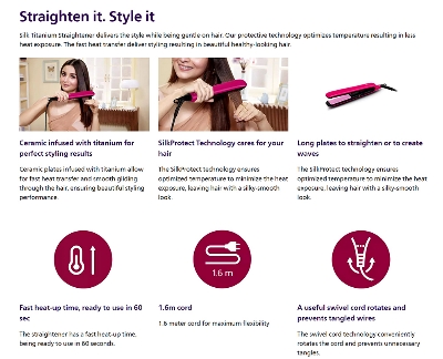 Picture of Philips BHS393/00 StraightCare Essential Hair Straightener for Women