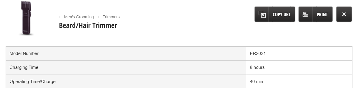 Picture of Panasonic ER2031 Beard and Hair Trimmer for Men