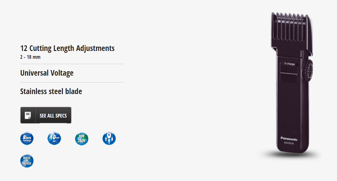 Picture of Panasonic ER2031 Beard and Hair Trimmer for Men