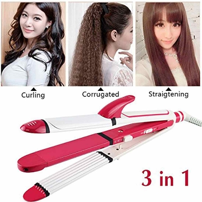 Picture of Kemei KM 1291 Ceramic Professional 3 in 1 Electric Hair Straightener Curler Styler and Crimper