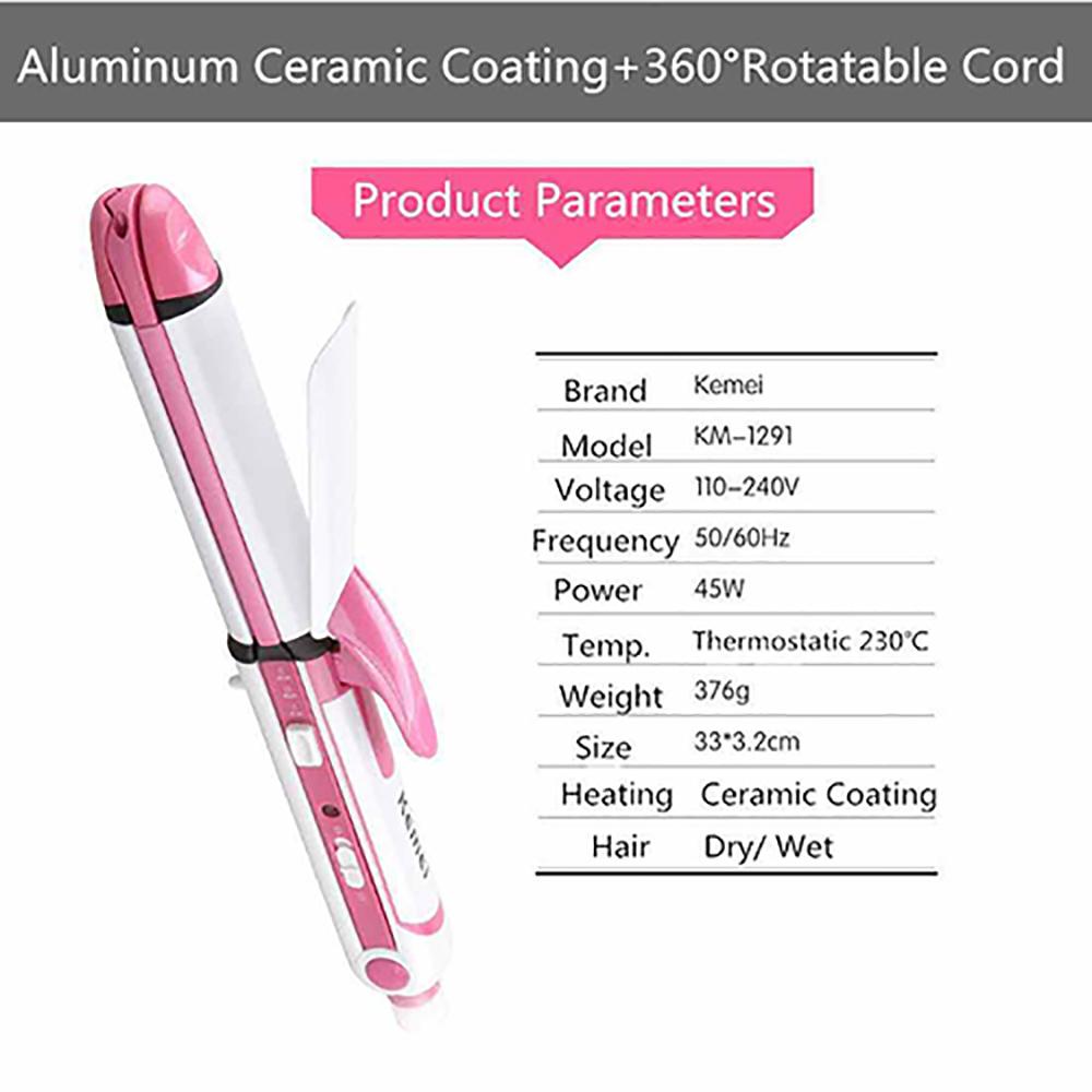 Picture of Kemei KM 1291 Ceramic Professional 3 in 1 Electric Hair Straightener Curler Styler and Crimper