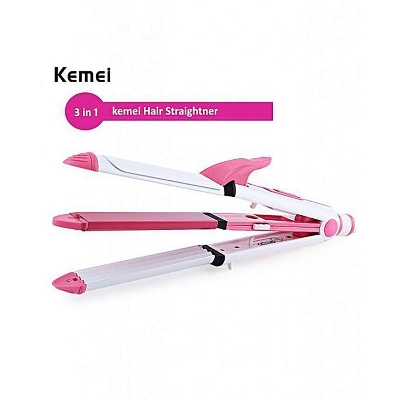 Picture of Kemei KM 1291 Ceramic Professional 3 in 1 Electric Hair Straightener Curler Styler and Crimper