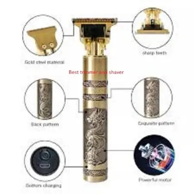 Picture of T9 Vintage USB 6500 charging cable with Rechargeable Hair Trimmer metal body Electric Hair Clipper Haircut Machine For Men