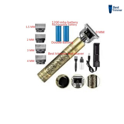 Picture of T9 Vintage USB Rechargeable Double Battery Hair Trimmer Electric Hair Clipper metal body Haircut Machine For Men