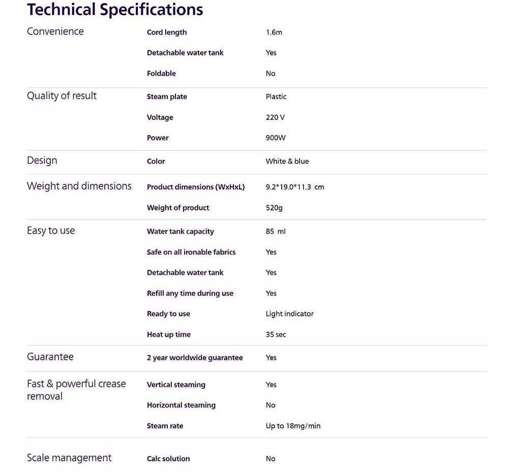 Picture of Philips STH1000/10 Handheld Steamer 1000 Series
