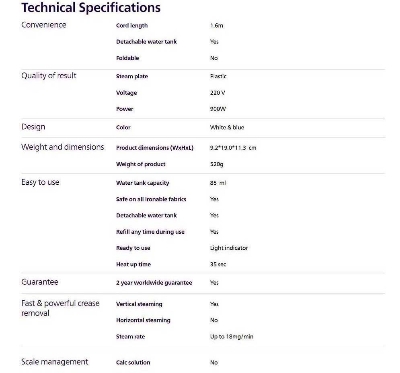Picture of Philips STH1000/10 Handheld Steamer 1000 Series