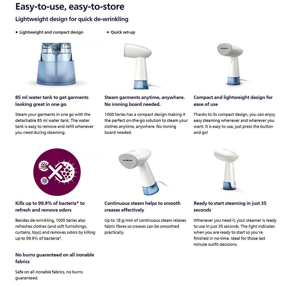 Picture of Philips STH1000/10 Handheld Steamer 1000 Series