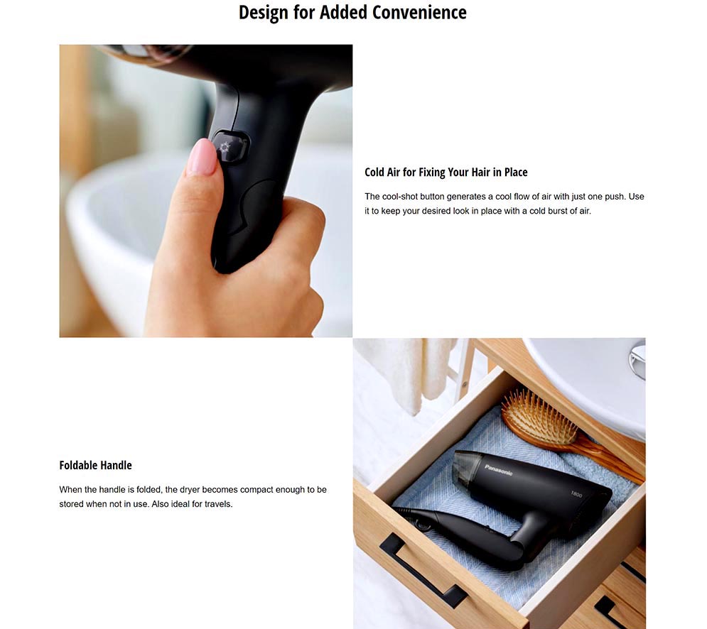 Picture of Panasonic EH-ND37 Compact Hair Dryer Fast Dry Series with Heat Damage Care for Women