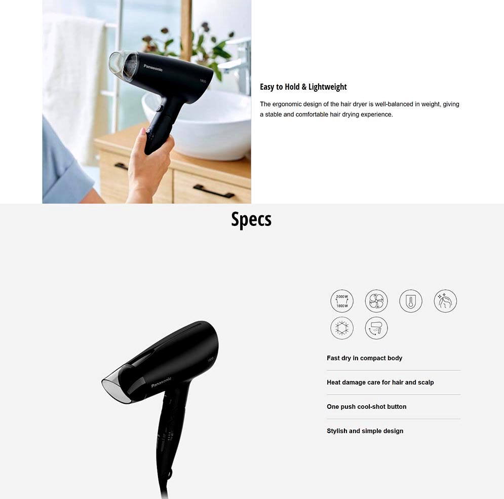 Picture of Panasonic EH-ND37 Compact Hair Dryer Fast Dry Series with Heat Damage Care for Women