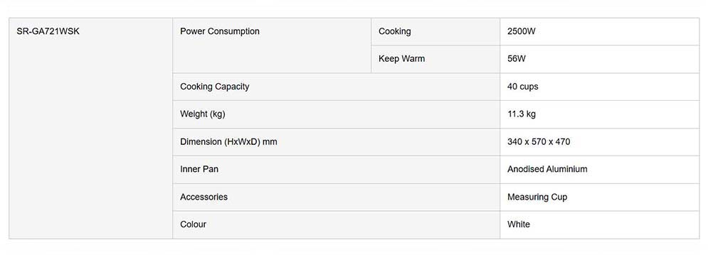 Picture of Panasonic SR-GA721 Commercial Rice Cooker
