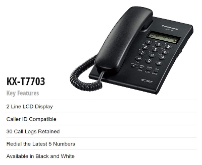 Picture of Panasonic KX-T7703SX Caller ID Display Corded Landline Telephone
