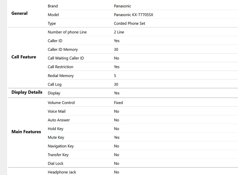 Picture of Panasonic KX-T7705SX Analogue Proprietary Corded Landline Telephone