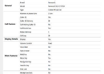 Picture of Panasonic KX-T7705SX Analogue Proprietary Corded Landline Telephone