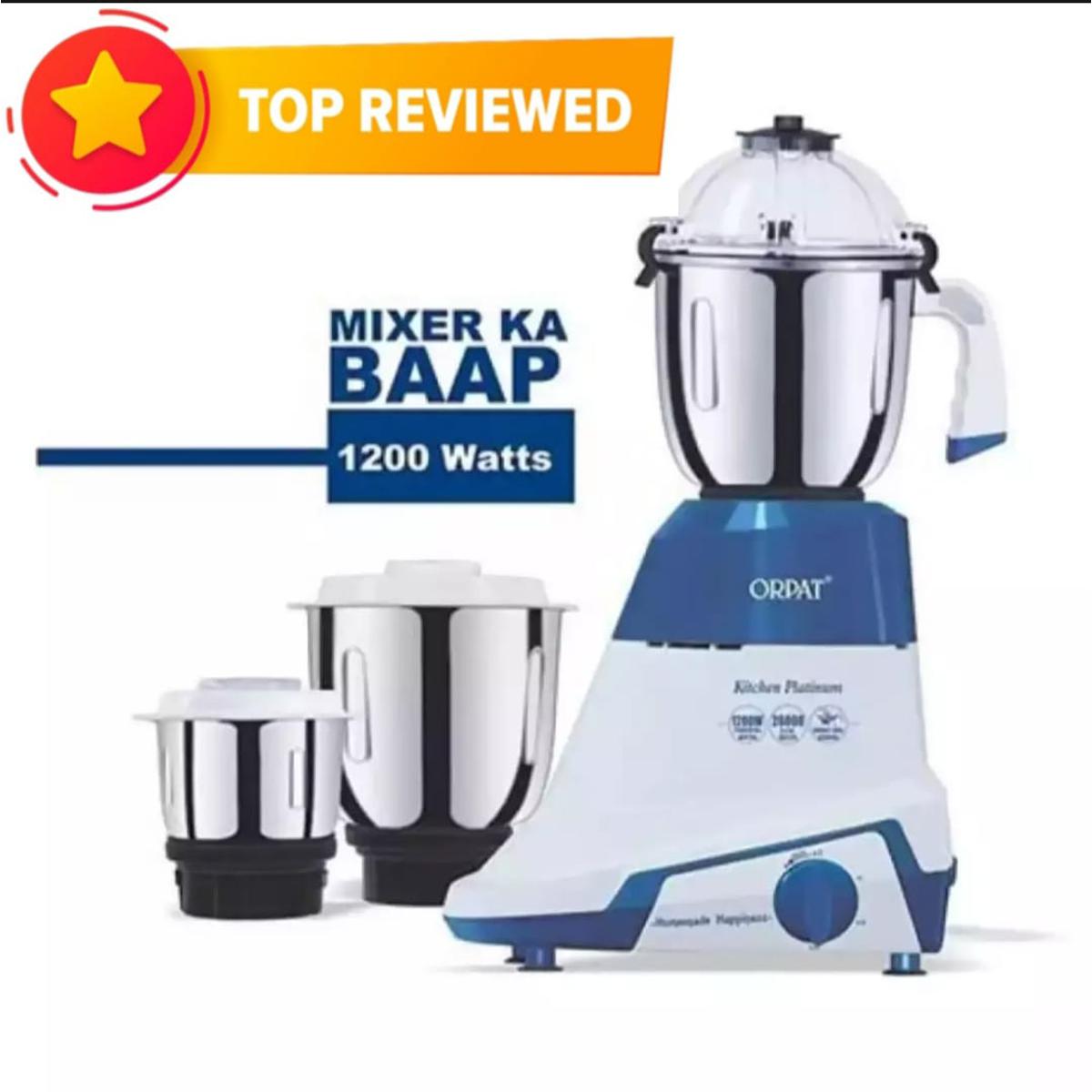 Picture of Portable Durable Household Orpat Kitchen Platinum 1200 - Watt Mixer Grinder & Blender for Home with powerful Motor