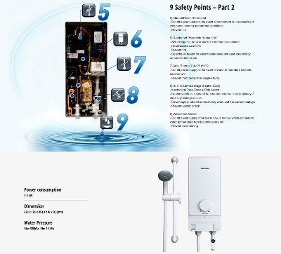 Picture of Panasonic DH-3MS1 M Series Instant Water Heater Home Shower Non-Jet Pump