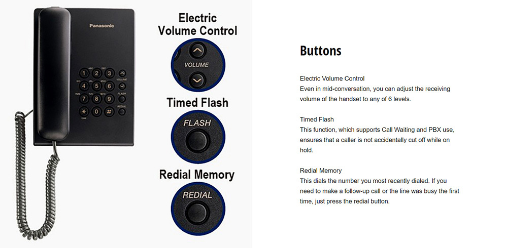 Picture of Panasonic KX-TS500MX Single Line Corded Telephone
