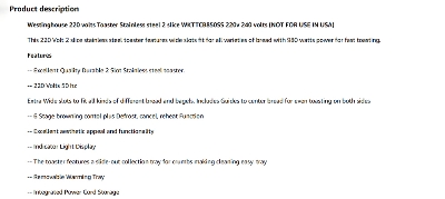 Picture of Westinghouse WKTTCB850SS Toaster 2 Slice with Removable Warming Rack