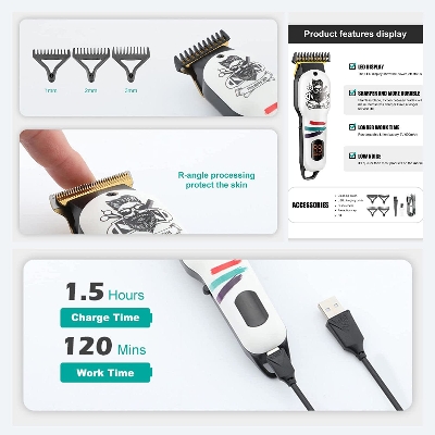 Picture of VGR V-971 Professional Corded and Cordless Rechargeable Hair Trimmer with digital display
