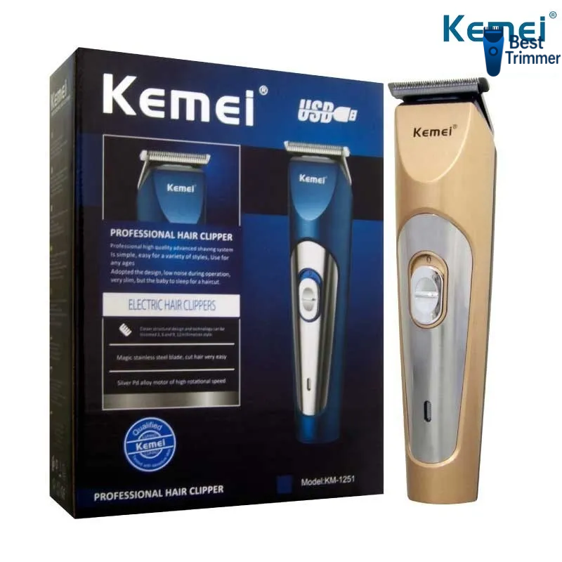 Picture of Kemei KM-1251 Rechargeable 3 clipper Hair and Beard Trimmer for Men