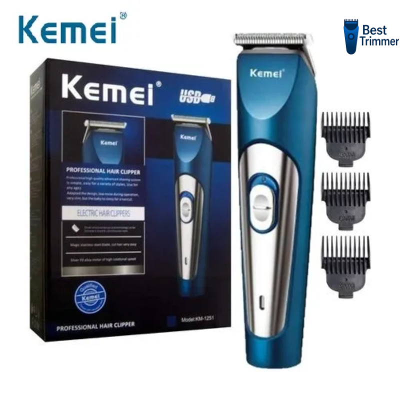 Picture of Kemei KM-1251 Rechargeable 3 clipper Hair and Beard Trimmer for Men