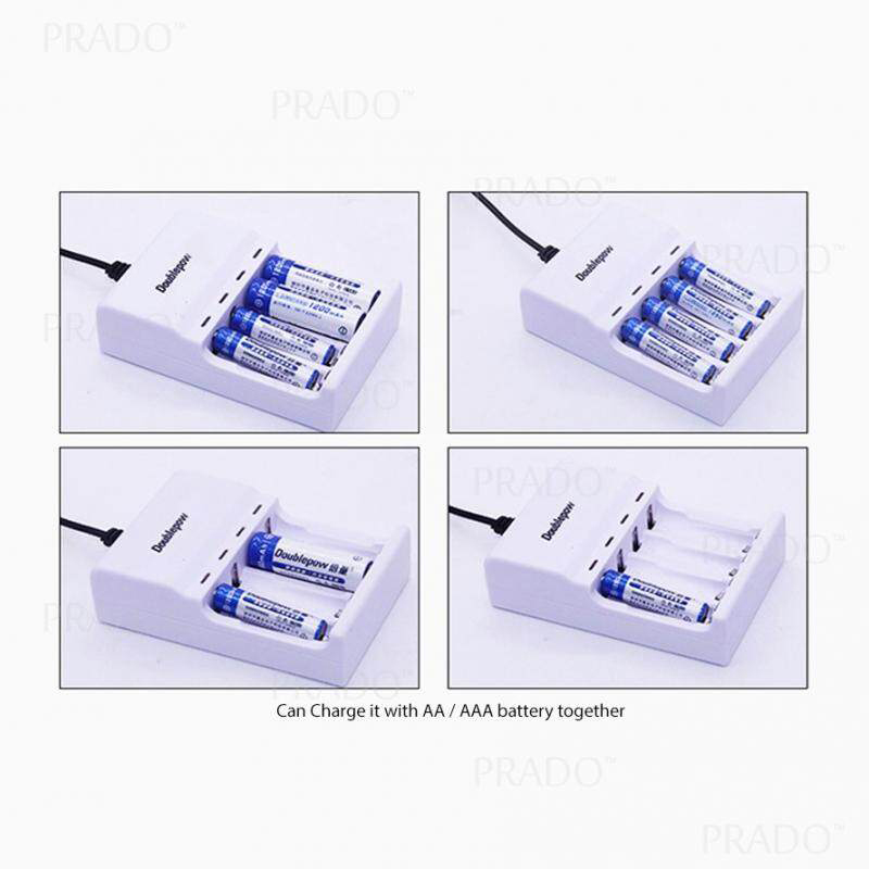 Picture of DoublePow Battery Charger: Charge AA, AAA, and 9V Batteries - Versatile Solution for Your Rechargeable Battery Needs