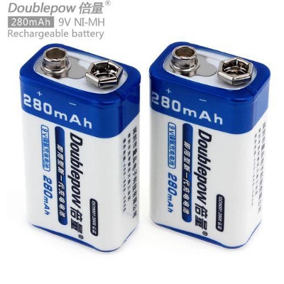 Picture of 9v rechargeable battery, Doublepow 2pcs 9V Ni-MH 280mah rechargeable batter- 2pcs