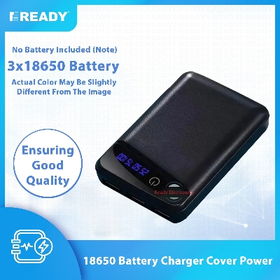 Picture of 18650 Battery Charger Cover Power Bank - Easy to Use - Loadable Batteries 3 pcs - 3 USB Ports - Solar Case Only