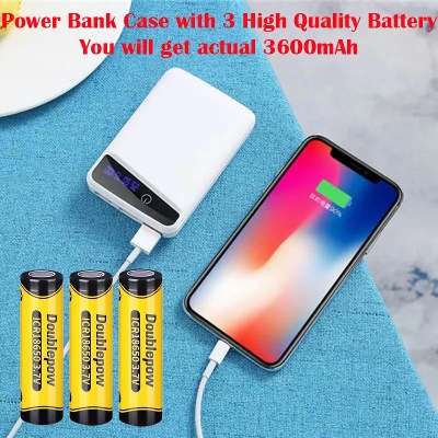 Picture of 18650 Battery Charger Cover Power Bank Case DIY Box 3 USB Ports with 3 Doublepow Battery