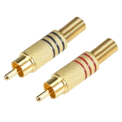 Picture of RCA Male Connector A/V Joiner Gold Plated Audio Video Connectors- 2pcs