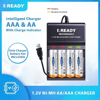 Picture of AA battery charger - Charge your batteries with this reliable AA battery charger from READY- Effective and Lasting - rechargeable battery