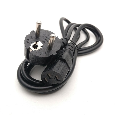 Picture of 1.5 Meter 2 Pin Plug Ac Power Cord for Laptops, Computers, Rice Cooker, Heavy Duty Home Appliance Power Cable cord EU Standard 3 Prongs- Black