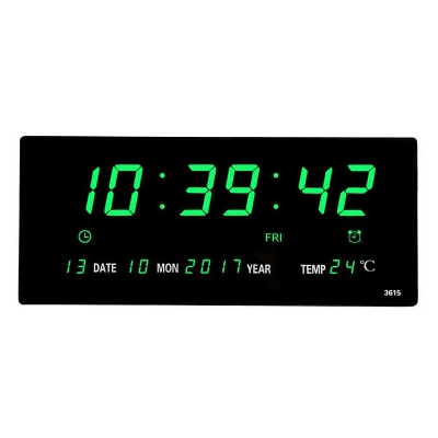 Picture of 6 digits led calendar wall clock with thermometer Power off time memory clock big numbers plugin alarm clock