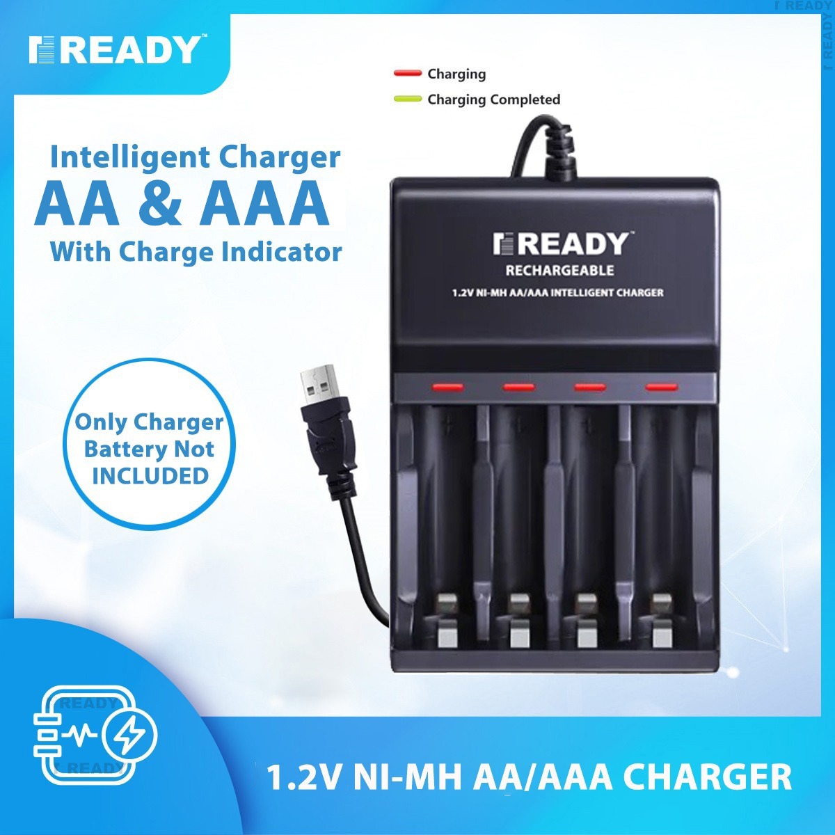 Picture of Efficient Charging Made Smart: READY RE83 4-Slot USB Intelligent Quick Battery Charger for 1.2V Size AA AAA Batteries